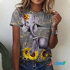 Womens T shirt Floral Theme 3D Printed Painting 3D Sunflower