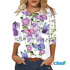 Women's T shirt Floral Theme Abstract Painting Floral