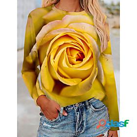 Womens T shirt Floral Theme Painting Floral 3D Round Neck