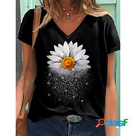 Women's T shirt Floral Theme Painting Floral Graphic Daisy V