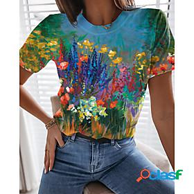 Womens T shirt Floral Theme Painting Floral Graphic Round