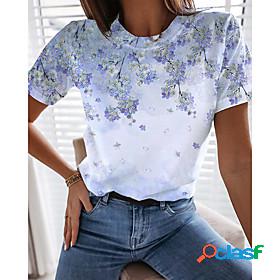 Womens T shirt Floral Theme Painting Floral Plants Round