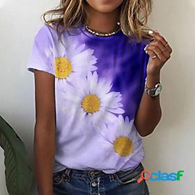 Women's T shirt Floral Theme Painting Floral Round Neck