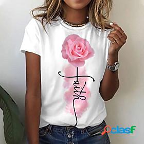 Womens T shirt Floral Theme Valentines Day Painting Floral