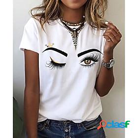 Womens T shirt Graphic 3D Print Round Neck Tops 100% Cotton