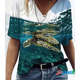 Womens T shirt Graphic 3D Print V Neck Tops Basic Basic Top