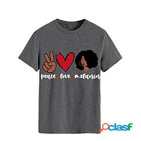 Womens T shirt Graphic Heart Peace Love Round Neck Print