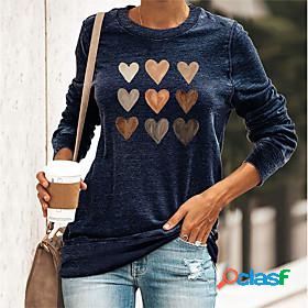 Womens T shirt Graphic Heart Round Neck Print Basic Tops