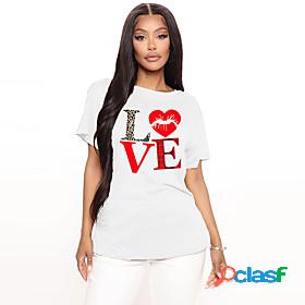 Womens T shirt Graphic LOVE Letter Round Neck Print Basic