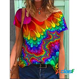 Womens T shirt Graphic Print V Neck Tops Basic Basic Top