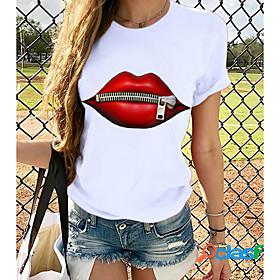 Womens T shirt Graphic Prints Round Neck Tops Loose 100%