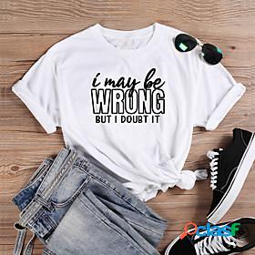 Womens T shirt Graphic Text Graphic Prints Round Neck Print