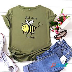 Women's T shirt Graphic Text Letter Print Round Neck Basic