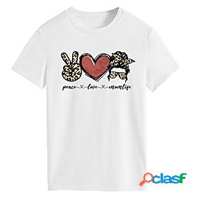 Womens T shirt Painting Couple Heart Leopard Peace Love