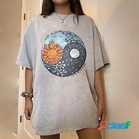 Womens T shirt Painting Floral Cartoon Graphic Round Neck