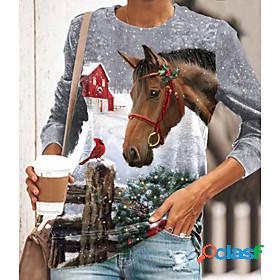 Womens T shirt Painting Graphic 3D Snowflake Round Neck