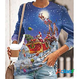 Women's T shirt Painting Graphic 3D Snowflake Round Neck