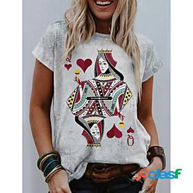 Womens T shirt Painting Graphic Heart Round Neck Print Basic