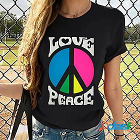 Womens T shirt Painting Graphic Peace Love Round Neck Print