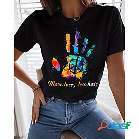 Womens T shirt Painting Peace Love Round Neck Print Basic