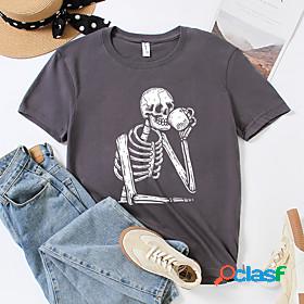 Women's T shirt Painting Skull Round Neck Print Basic Tops