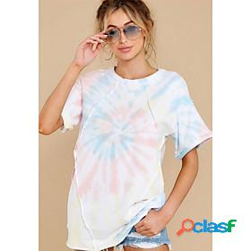 Womens T shirt Painting Tie Dye Round Neck Print Basic Tops