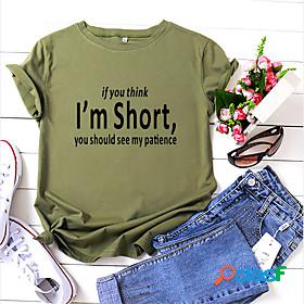 Womens T shirt Text Letter Round Neck Print Basic Tops 100%