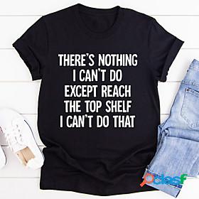 Womens T shirt Text Round Neck Basic Tops Black