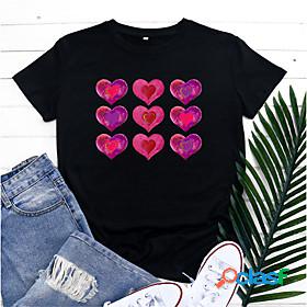 Womens T shirt Valentines Day Couple Graphic Heart Round