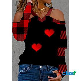 Womens T shirt Valentines Day Couple Heart V Neck Cut Out