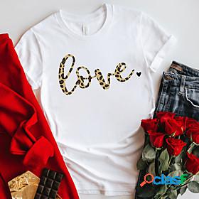 Womens T shirt Valentines Day Painting Couple Leopard Text