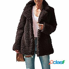 Womens Teddy Coat Casual Fall Winter Regular Coat Shirt