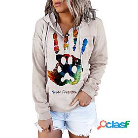 Womens Text Hand Hoodie Sweatshirt Front Pocket Print 3D