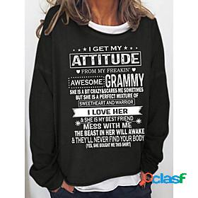 Womens Text Sweatshirt Pullover Crew Neck Monograms Hot