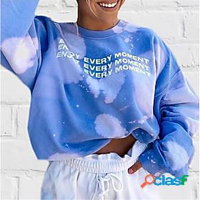 Womens Tie Dye Letter Sweatshirt Pullover Oversized
