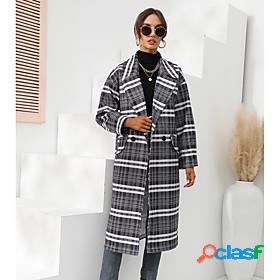 Womens Trench Coat Fall Spring Daily Long Coat Warm Loose
