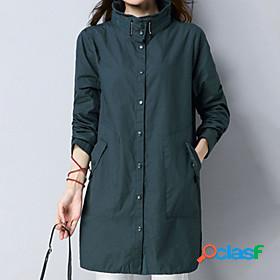 Womens Trench Coat Spring Summer Street Daily Going out Long