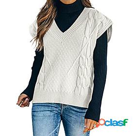 Womens Vest Sweater Solid Color Knitted Stylish Basic Casual