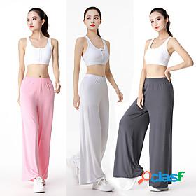 Womens Yoga Pants Bottoms Wide Leg Solid Color Quick Dry