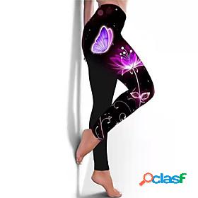 Womens Yoga Workout Print Tights Ankle-Length Pants