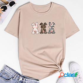 anbech women happy easter letter shirts cute rabbit graphic