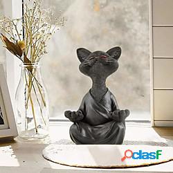 capriccioso nero buddha gatto figurine meditazione yoga da