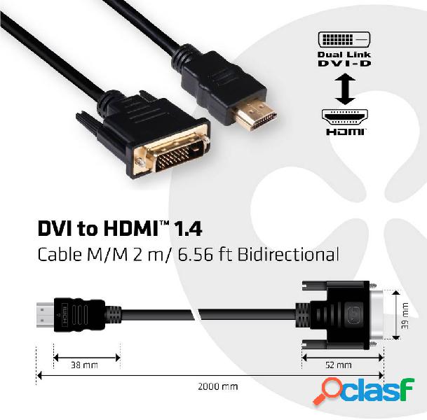 club3D DVI / HDMI Cavo adattatore Spina DVI-I 24+1pol.,