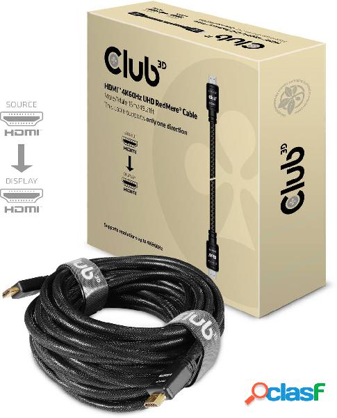 club3D HDMI Cavo Spina HDMI-A, Spina HDMI-A 15.00 m Nero