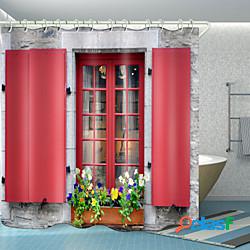 finestra rossa fiori stampa digitale tenda doccia tende da