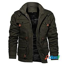 giacca bomber da uomo in cotone militare casual colletto