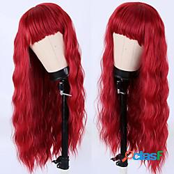 parrucca ondulata rossa capelli in rayon parrucca sintetica
