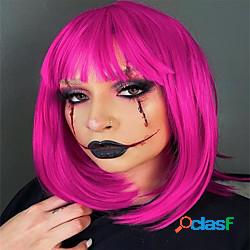 parrucca rosa con frangetta parrucca da donna rosa 30,48 cm