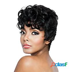 parrucca senza cappuccio per capelli umani ricci pixie cut