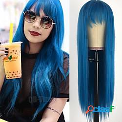 parrucche blu capelli blu verdastri parrucche lunghe dritte